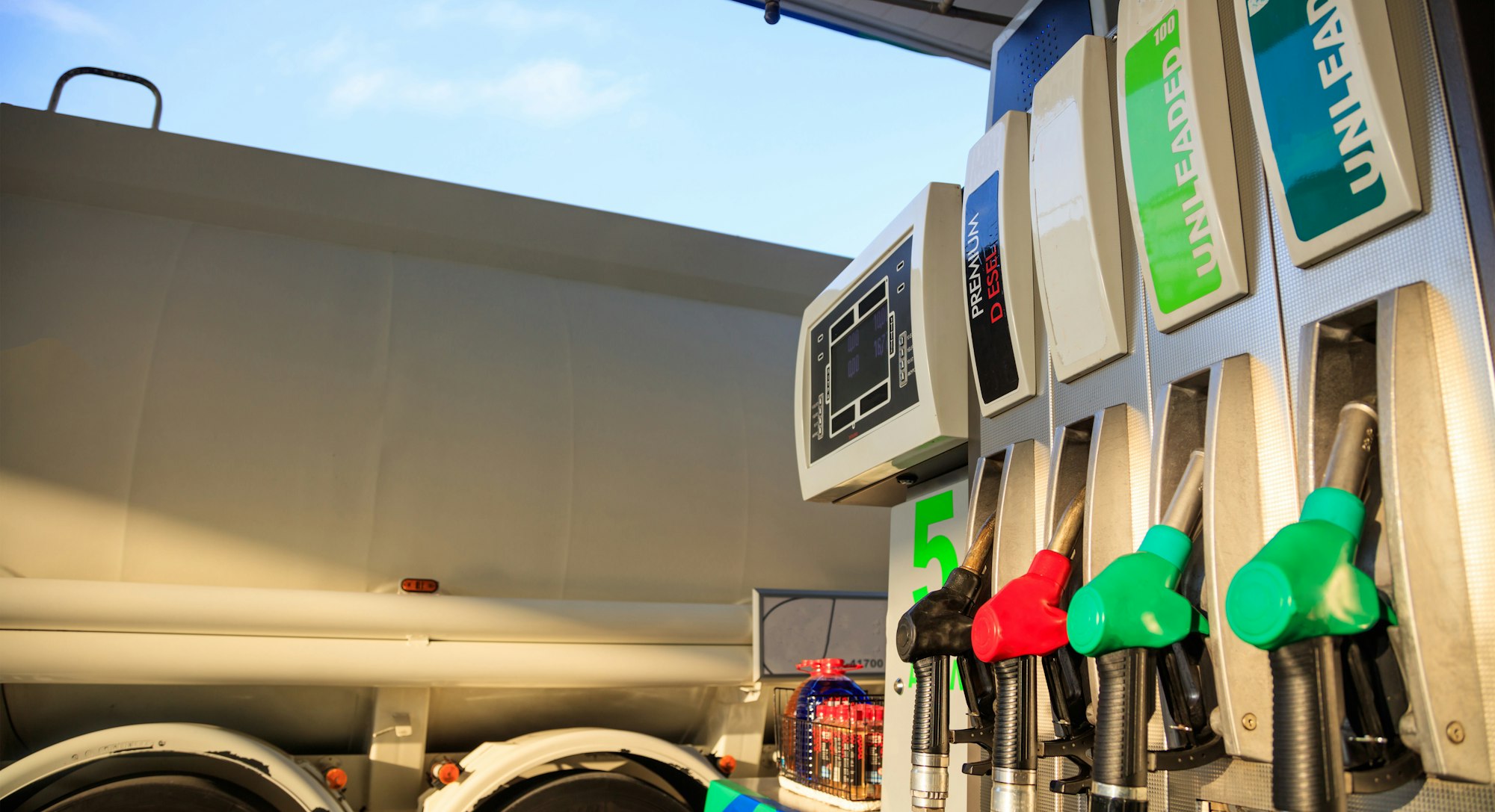 Fuel pumps at the service station.